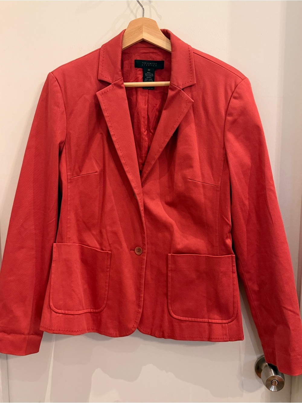 The Limited Stretch Cotton Blazer‎ Medium Coral Pink Preppy Business Casual